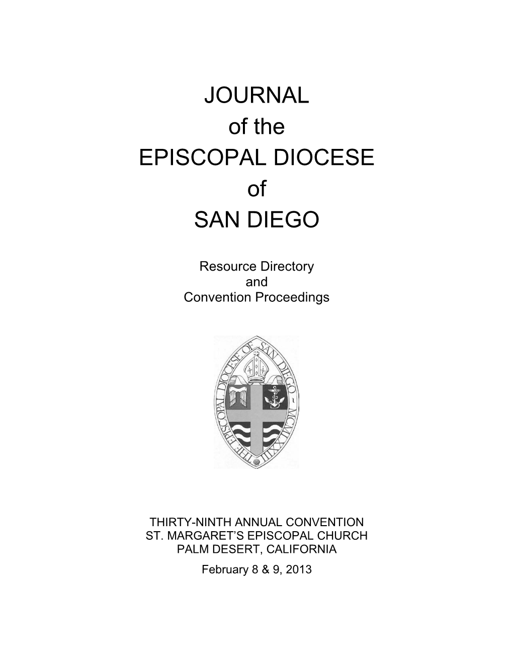 JOURNAL of the EPISCOPAL DIOCESE of SAN DIEGO