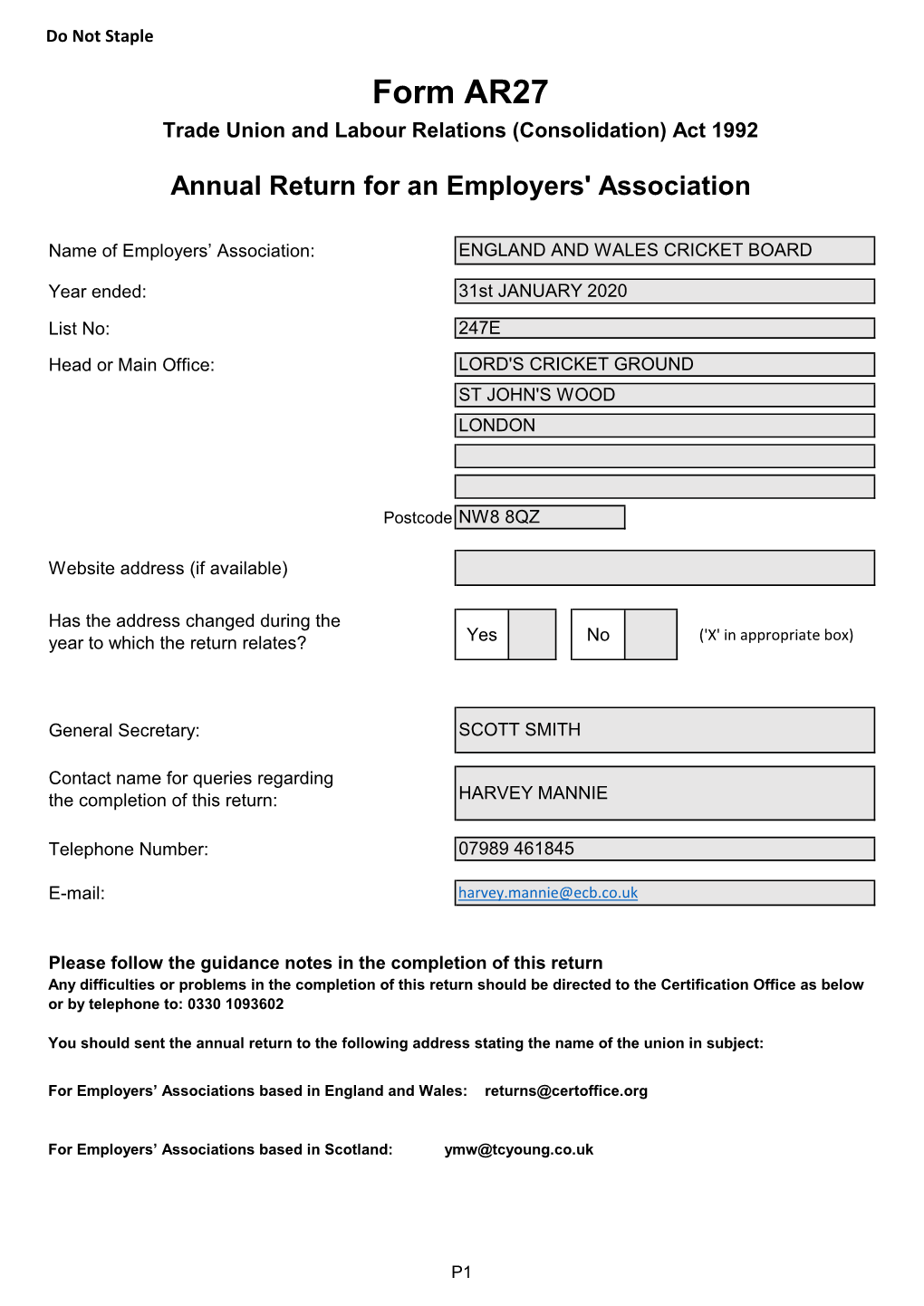 England and Wales Cricket Board Limited