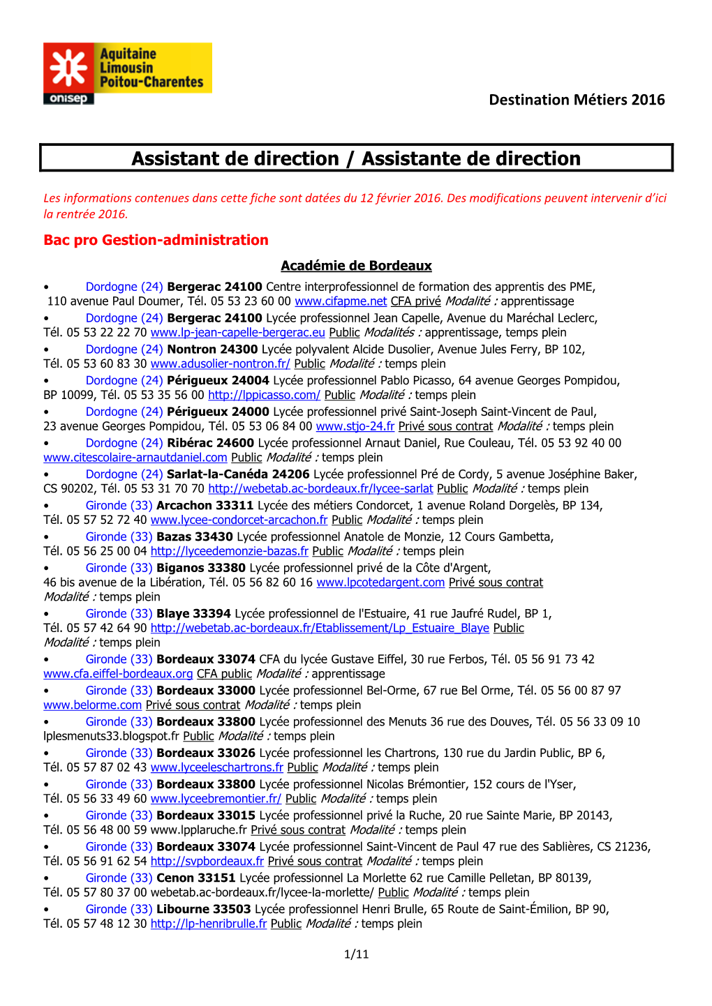 Assistant De Direction / Assistante De Direction