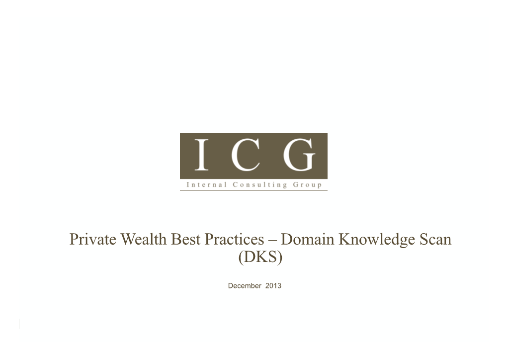 Private Wealth Best Practices – Domain Knowledge Scan (DKS)