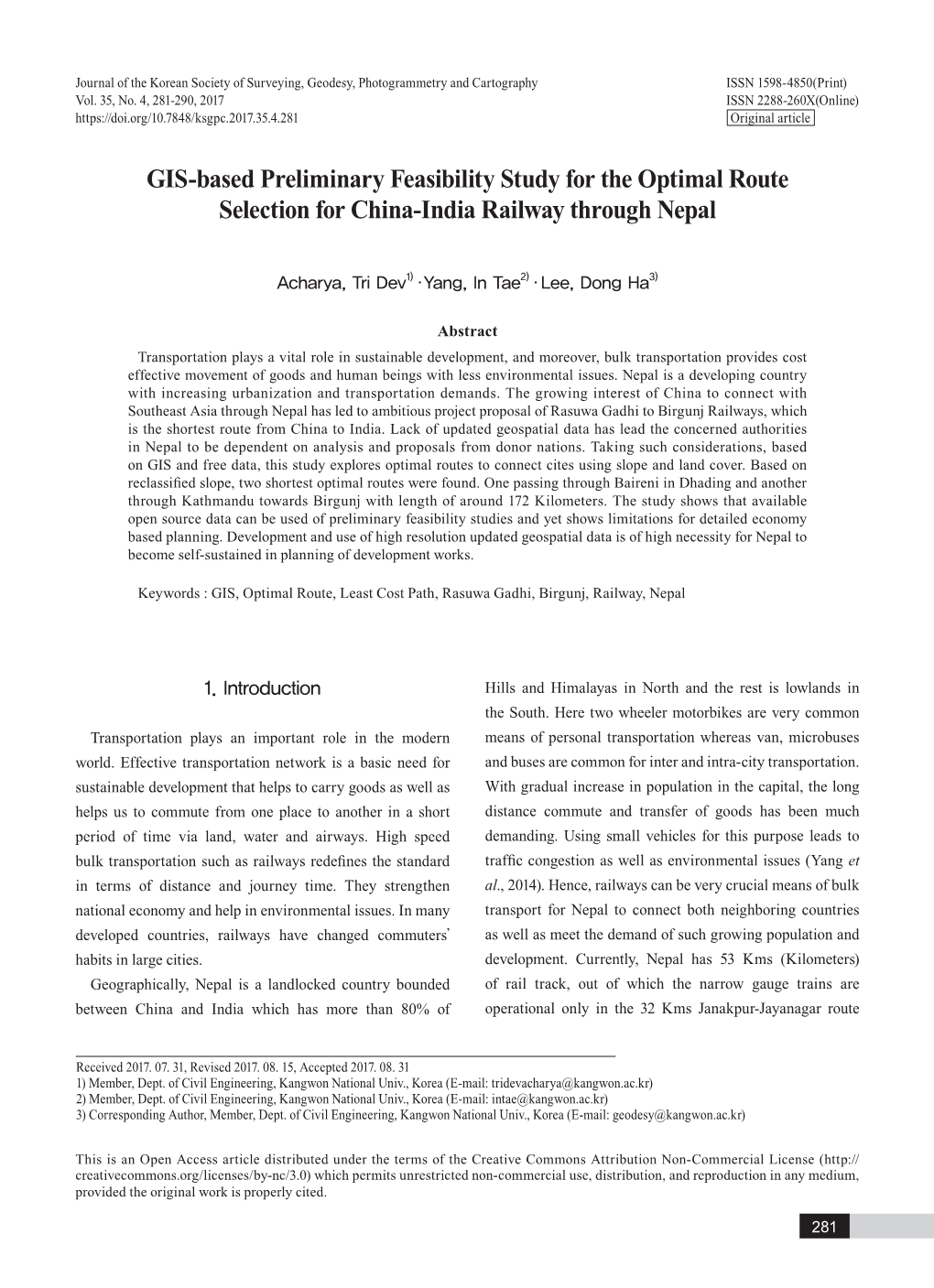 GIS-Based Preliminary Feasibility Study for the Optimal Route Selection for China-India Railway Through Nepal