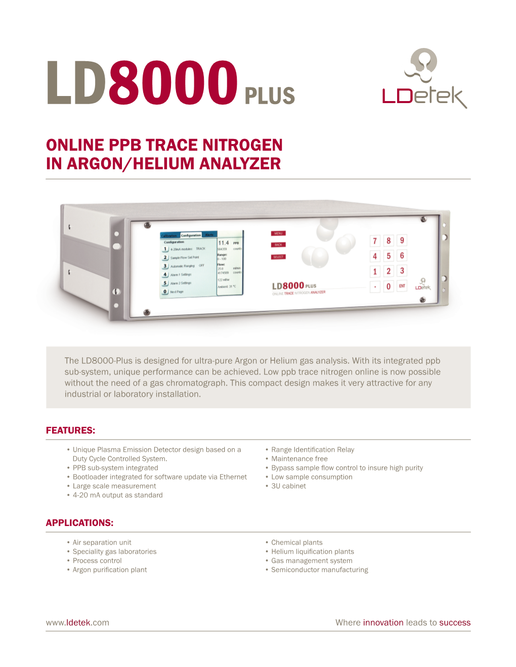 Online PPB Trace Nitrogen in Argon/Helium Analyzer