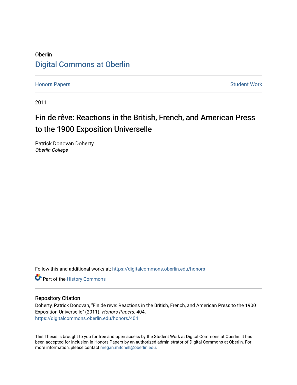 Reactions in the British, French, and American Press to the 1900 Exposition Universelle