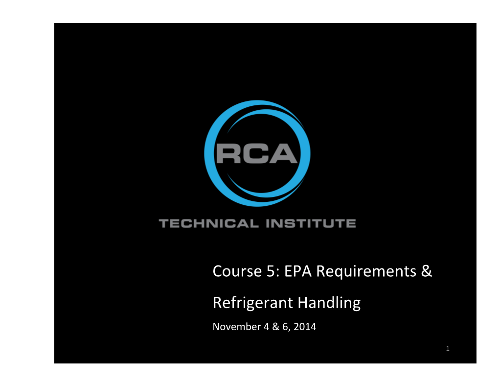 EPA Requirements & Refrigerant Handling