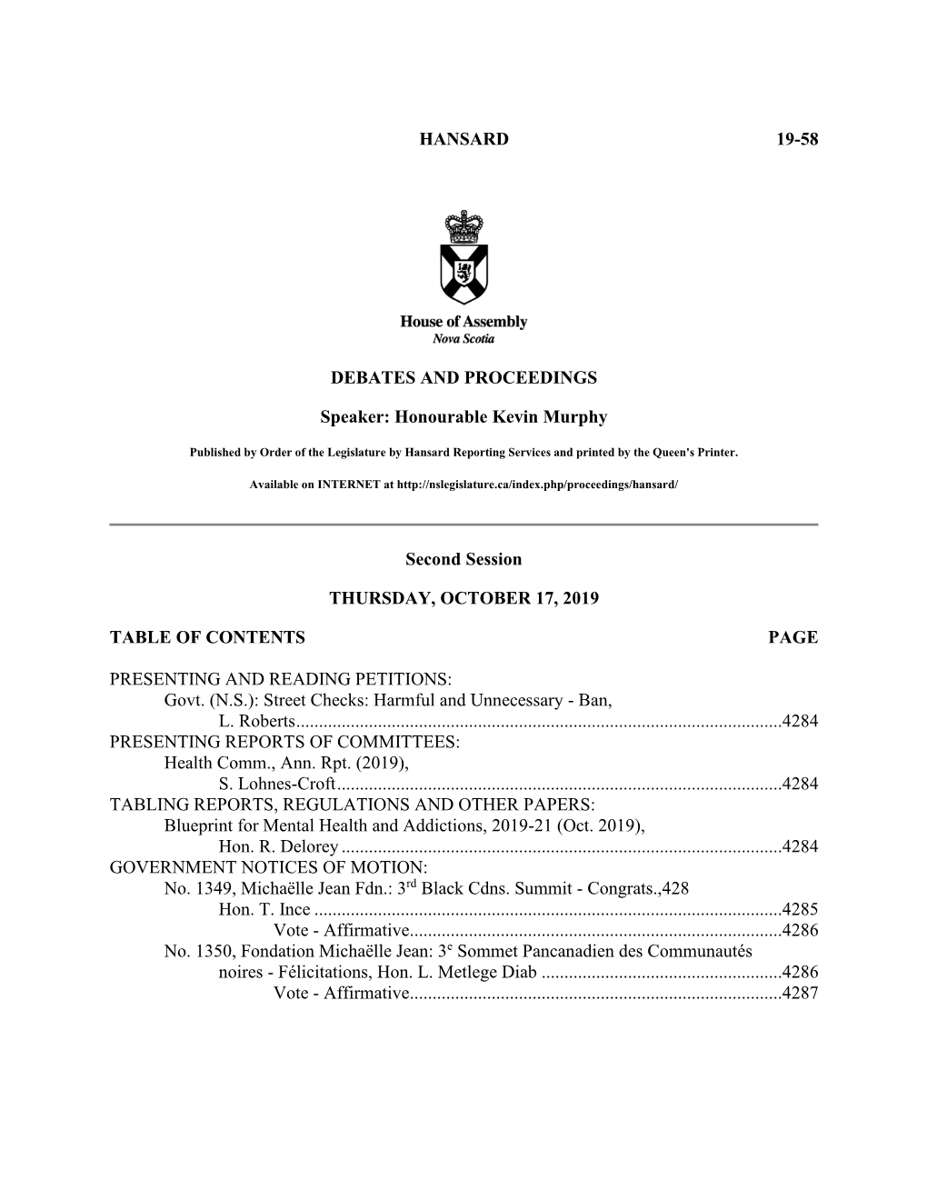 Hansard 19-58 Debates And