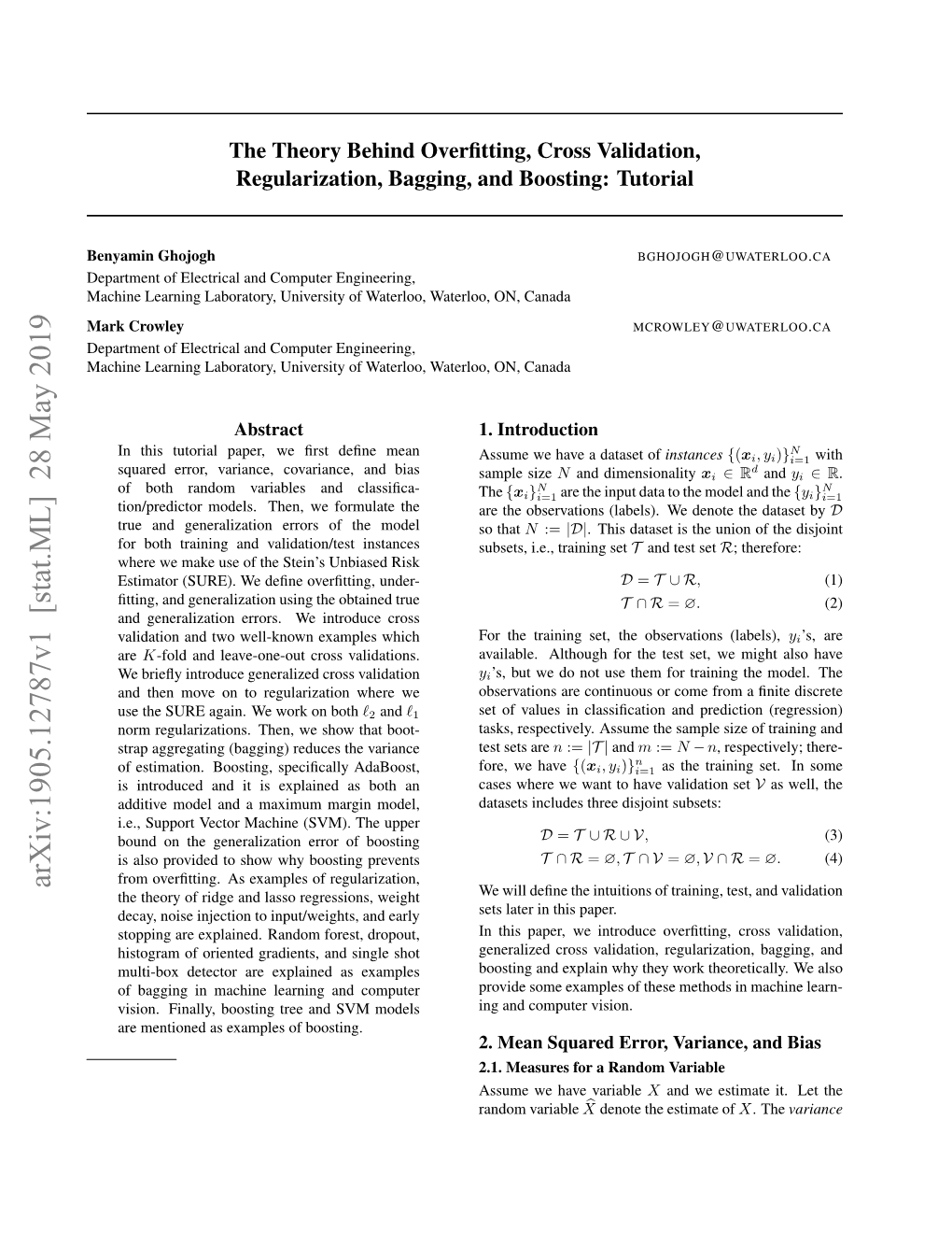 The Theory Behind Overfitting, Cross Validation, Regularization, Bagging