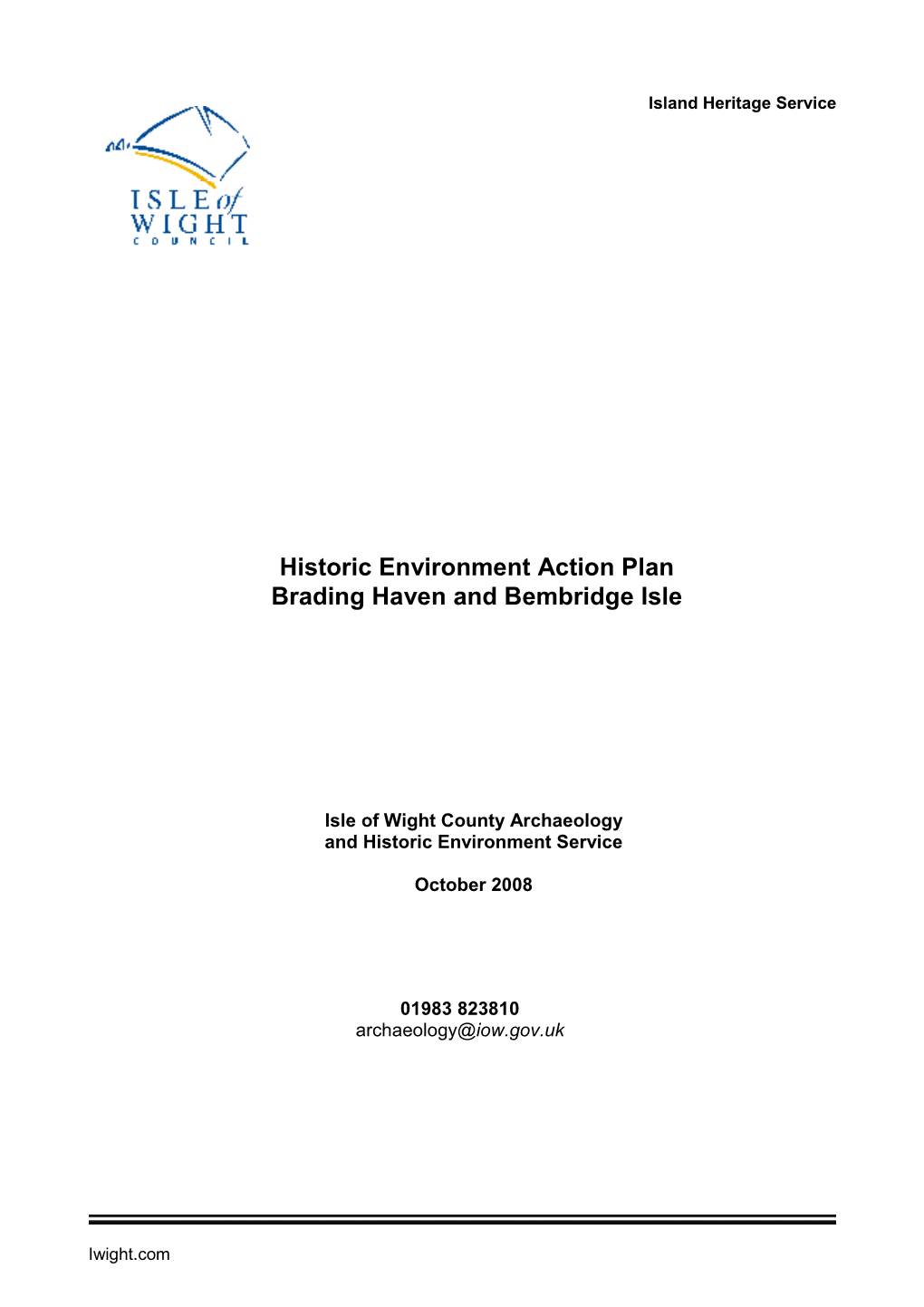 Historic Environment Action Plan Brading Haven and Bembridge Isle