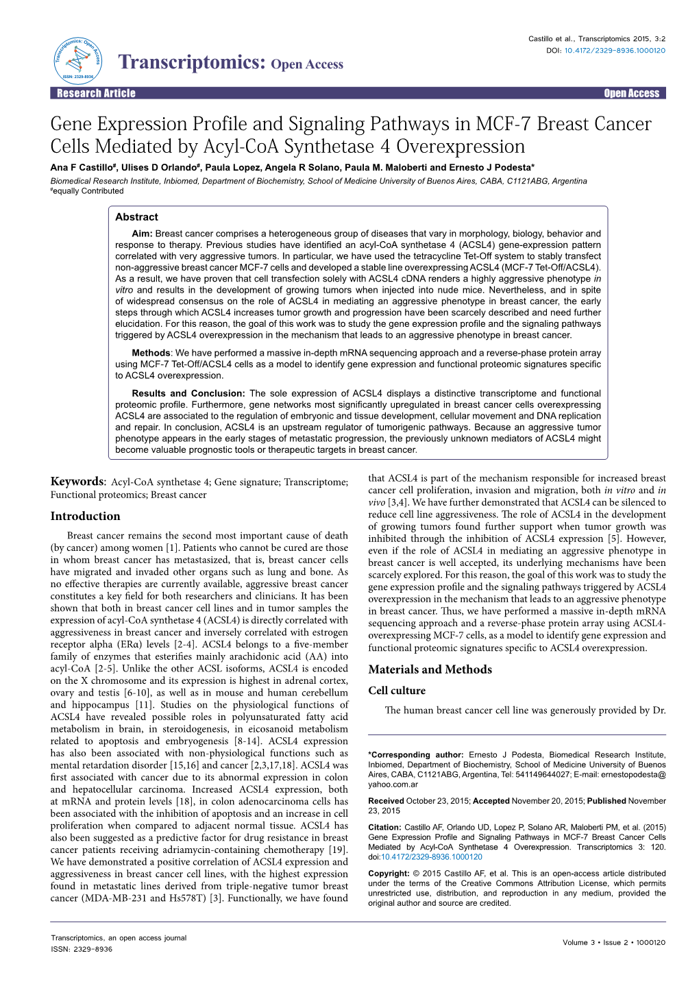 Gene Expression Profile and Signaling Pathways in MCF-7