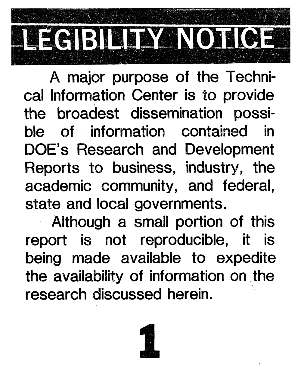 Ble of Information Contained in DOE's Research and Development Reports to Business, Industry, the Academic Community, and Federal, State and Local Governments