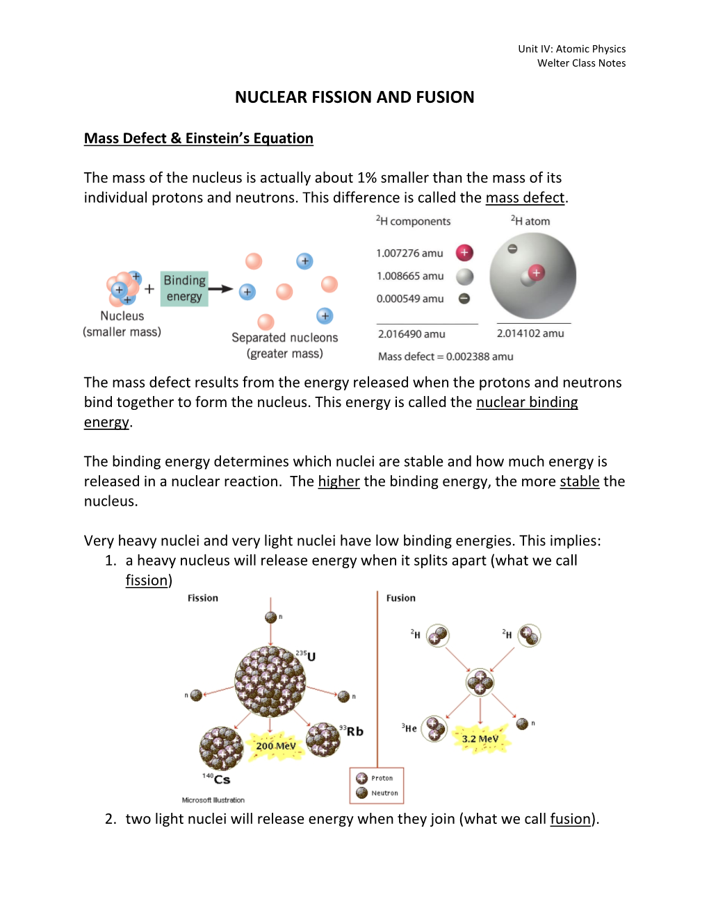 Nuclear Fission and Fusion