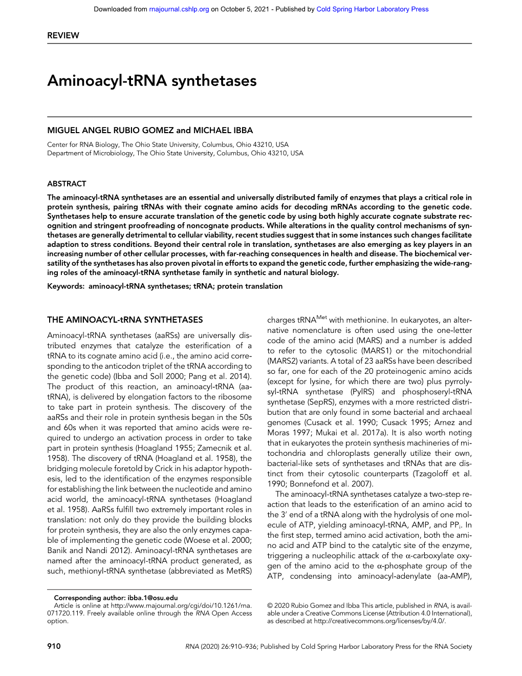 Aminoacyl-Trna Synthetases