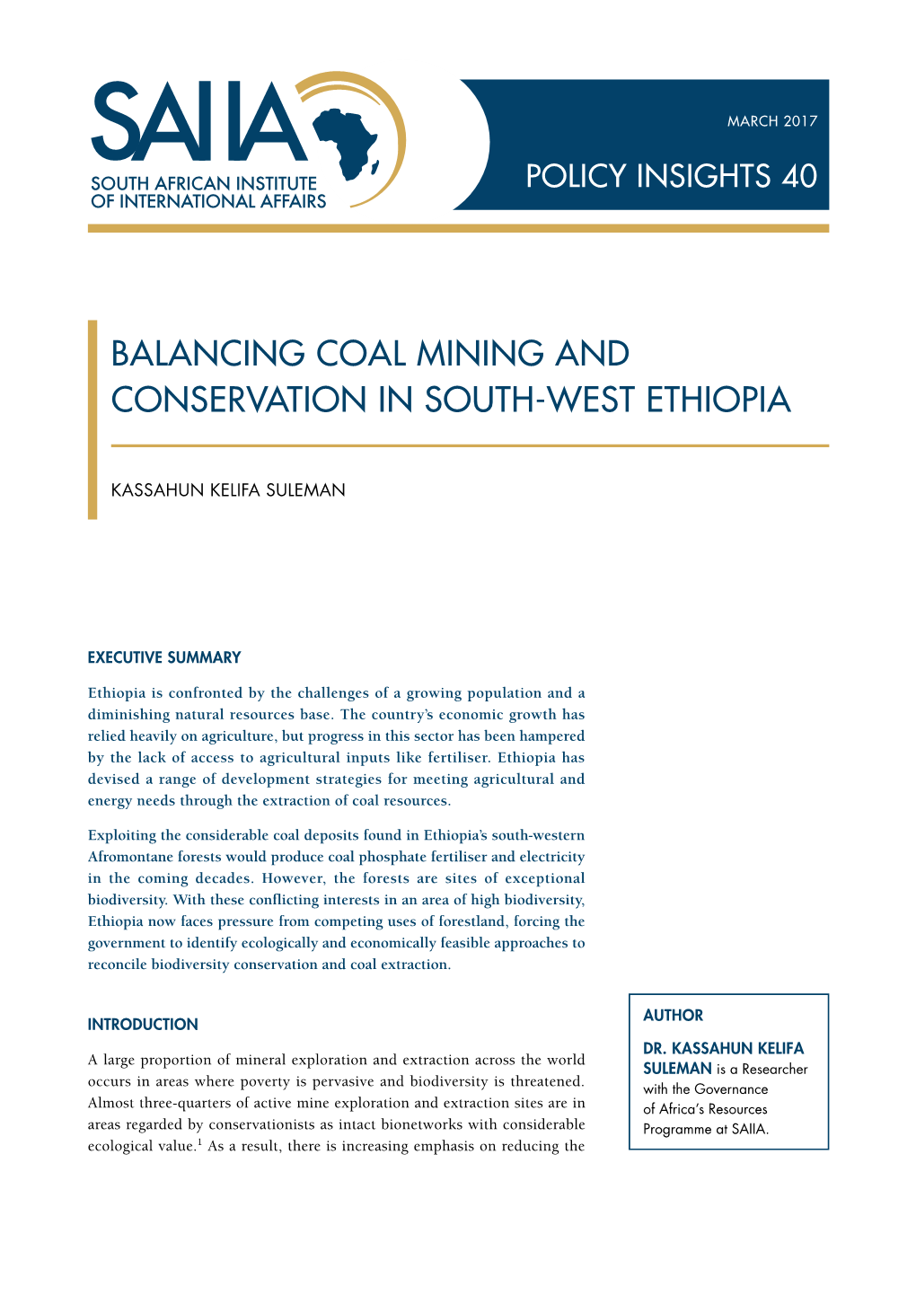 Balancing Coal Mining and Conservation in South-West Ethiopia