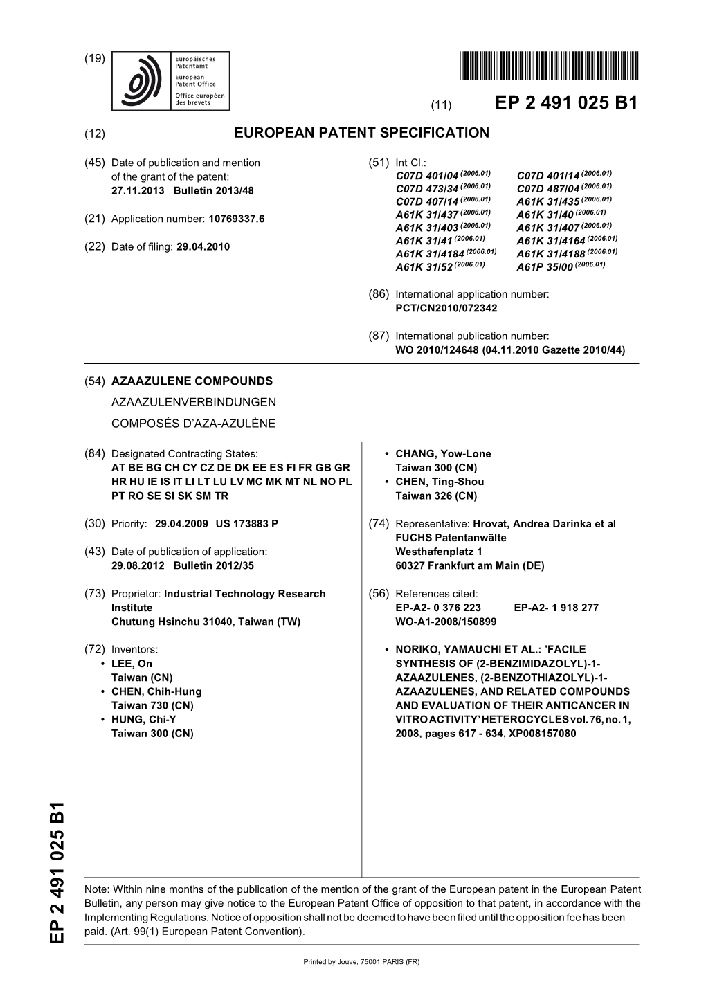 Azaazulene Compounds Azaazulenverbindungen Composés D’Aza-Azulène