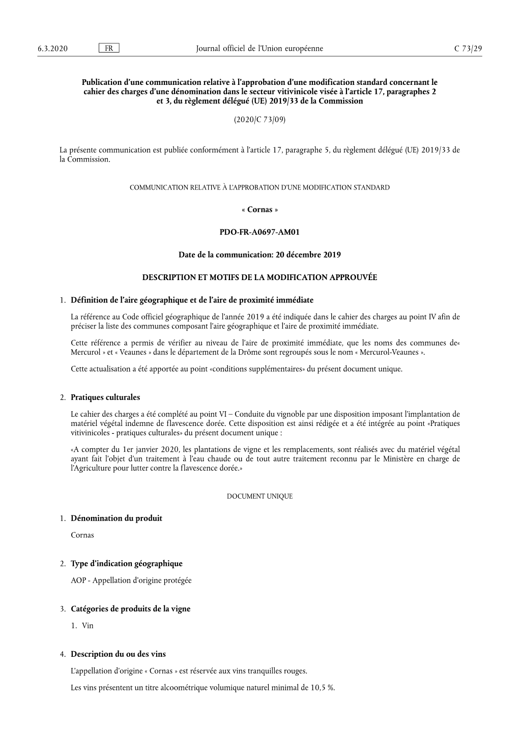 Publication D'une Communication Relative À L'approbation