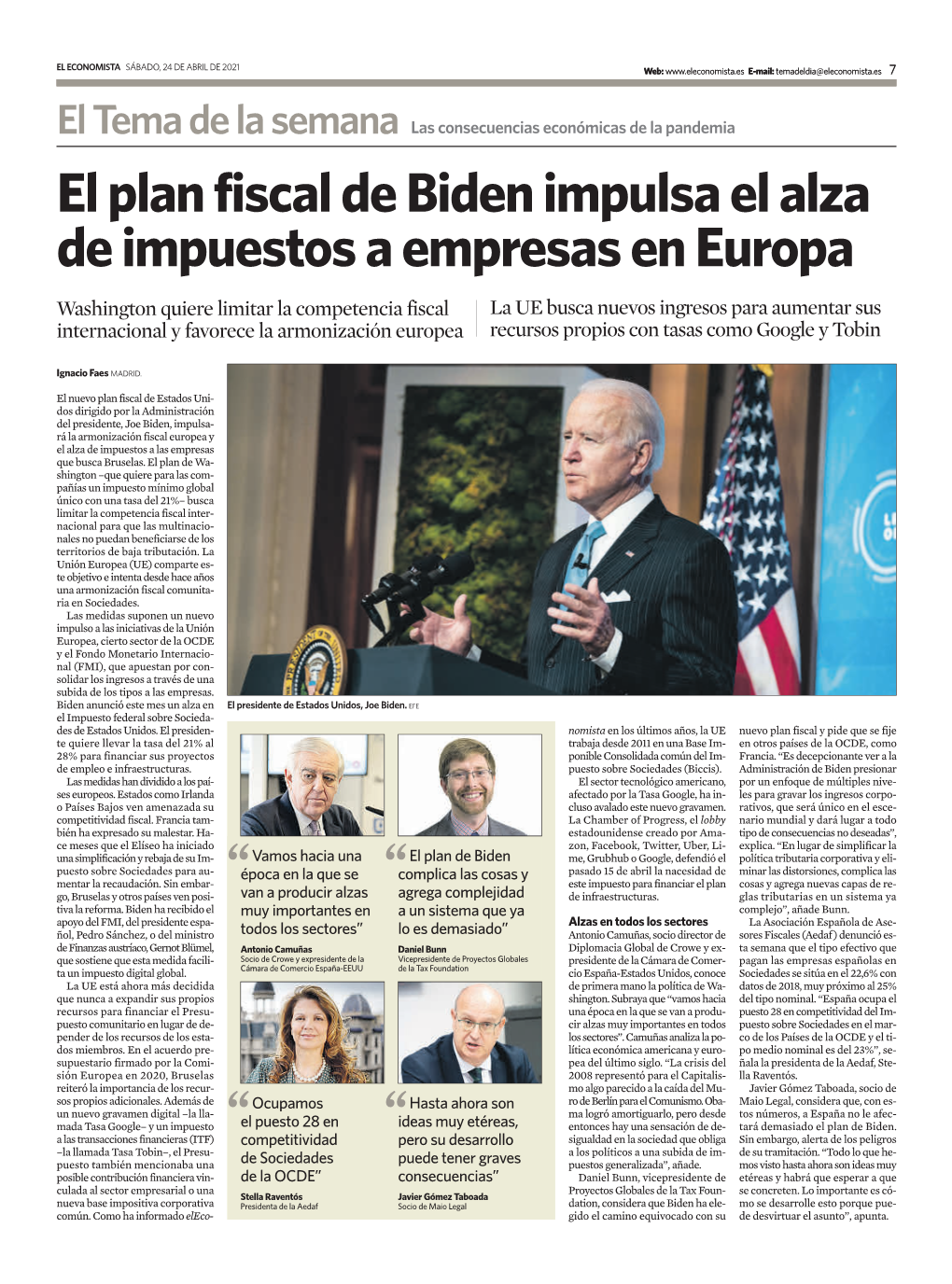 El Plan Fiscal De Biden Impulsa El Alza De Impuestos a Empresas En Europa