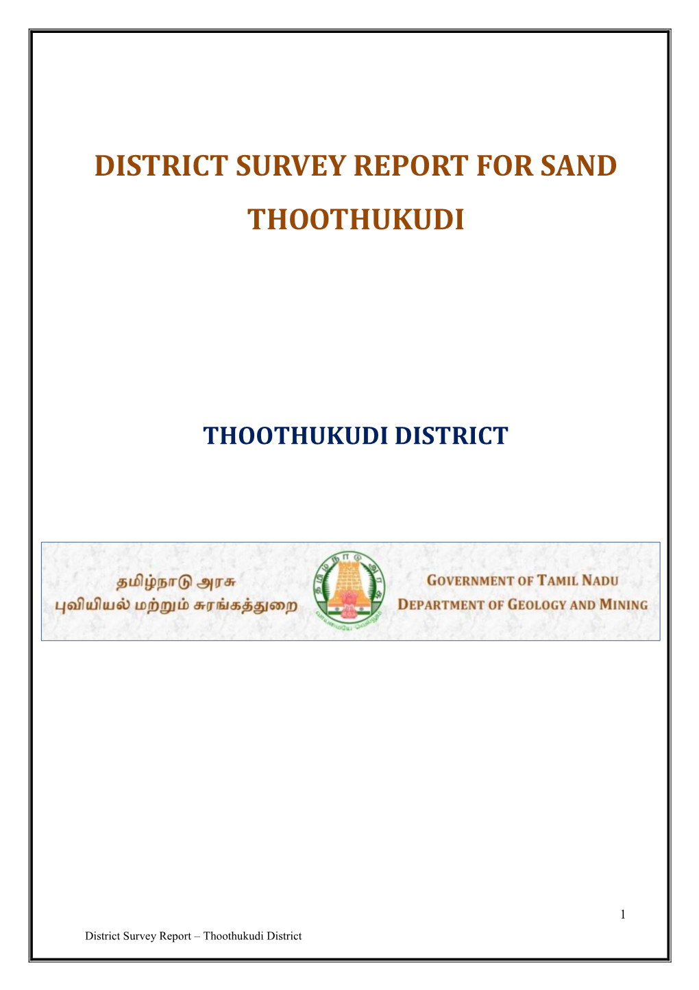 District Survey Report for Sand Thoothukudi