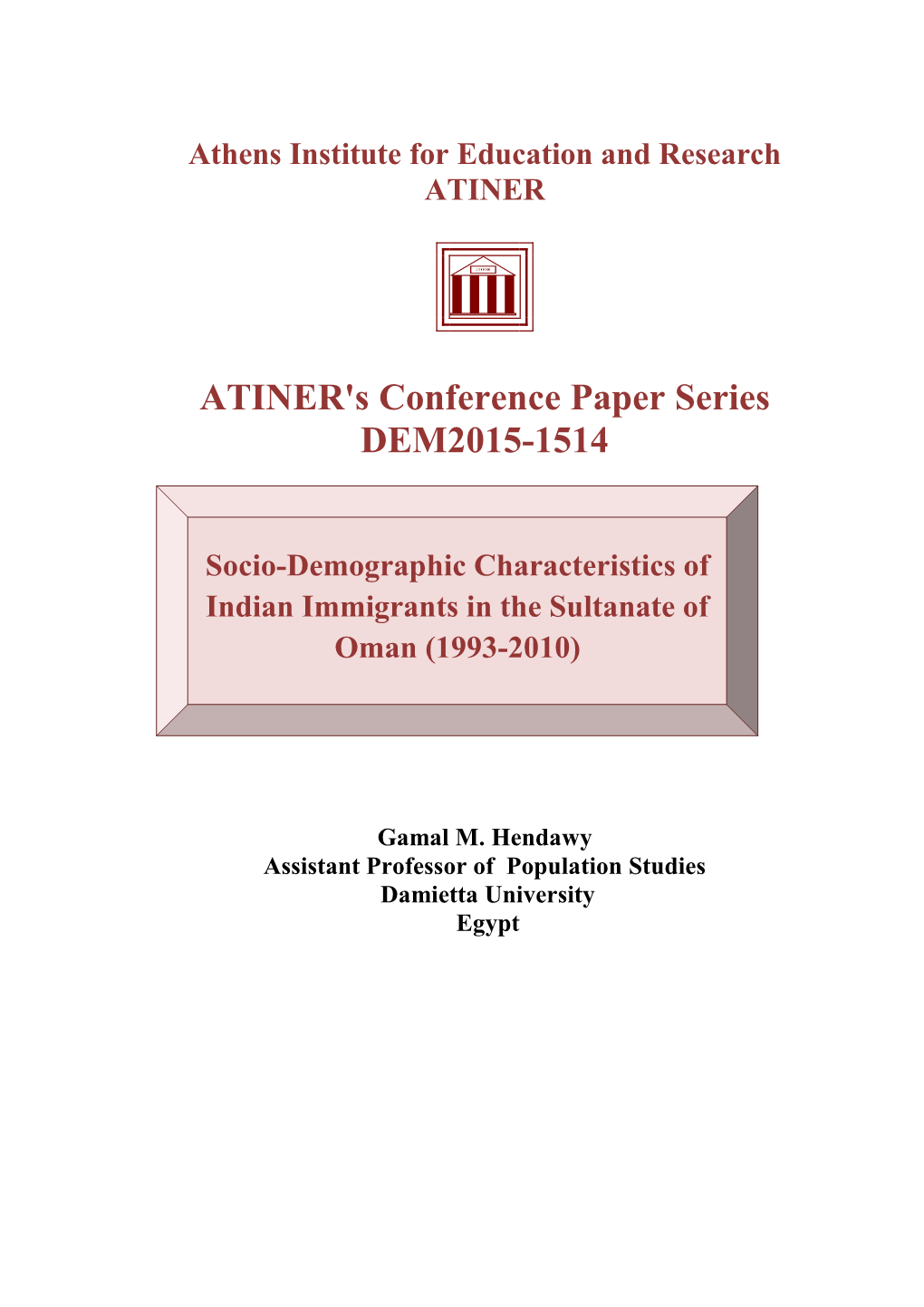 ATINER's Conference Paper Series DEM2015-1514