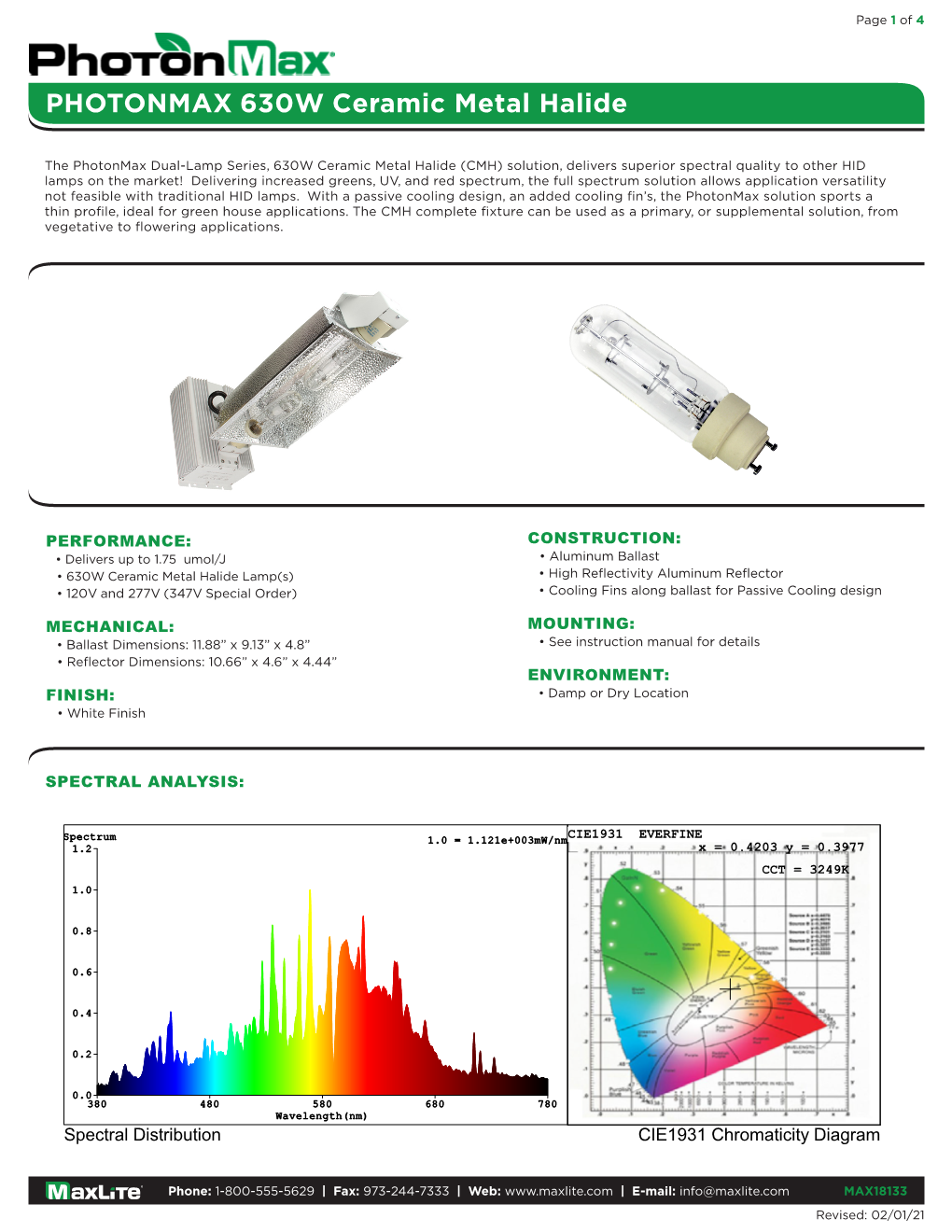 PHOTONMAX 630W Ceramic Metal Halide