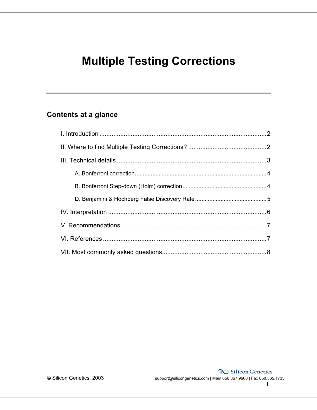 Multiple Testing Corrections