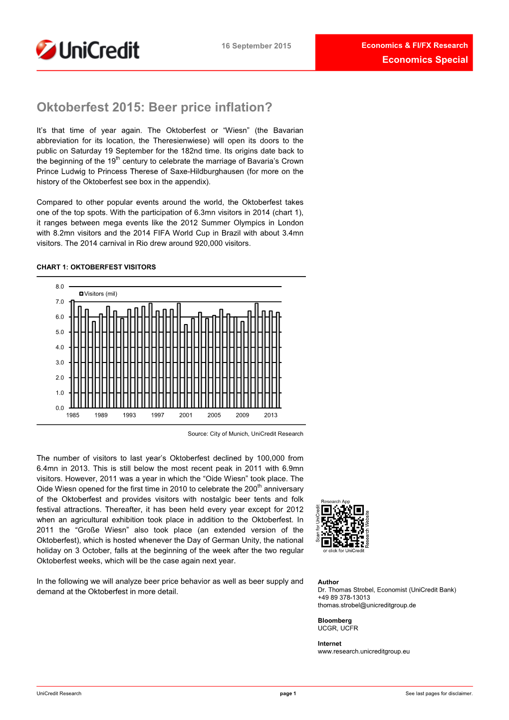 Oktoberfest 2015: Beer Price Inflation?