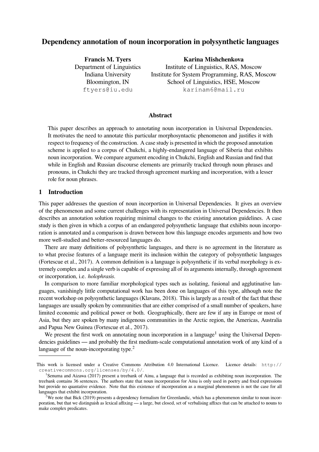 Dependency Annotation of Noun Incorporation in Polysynthetic Languages