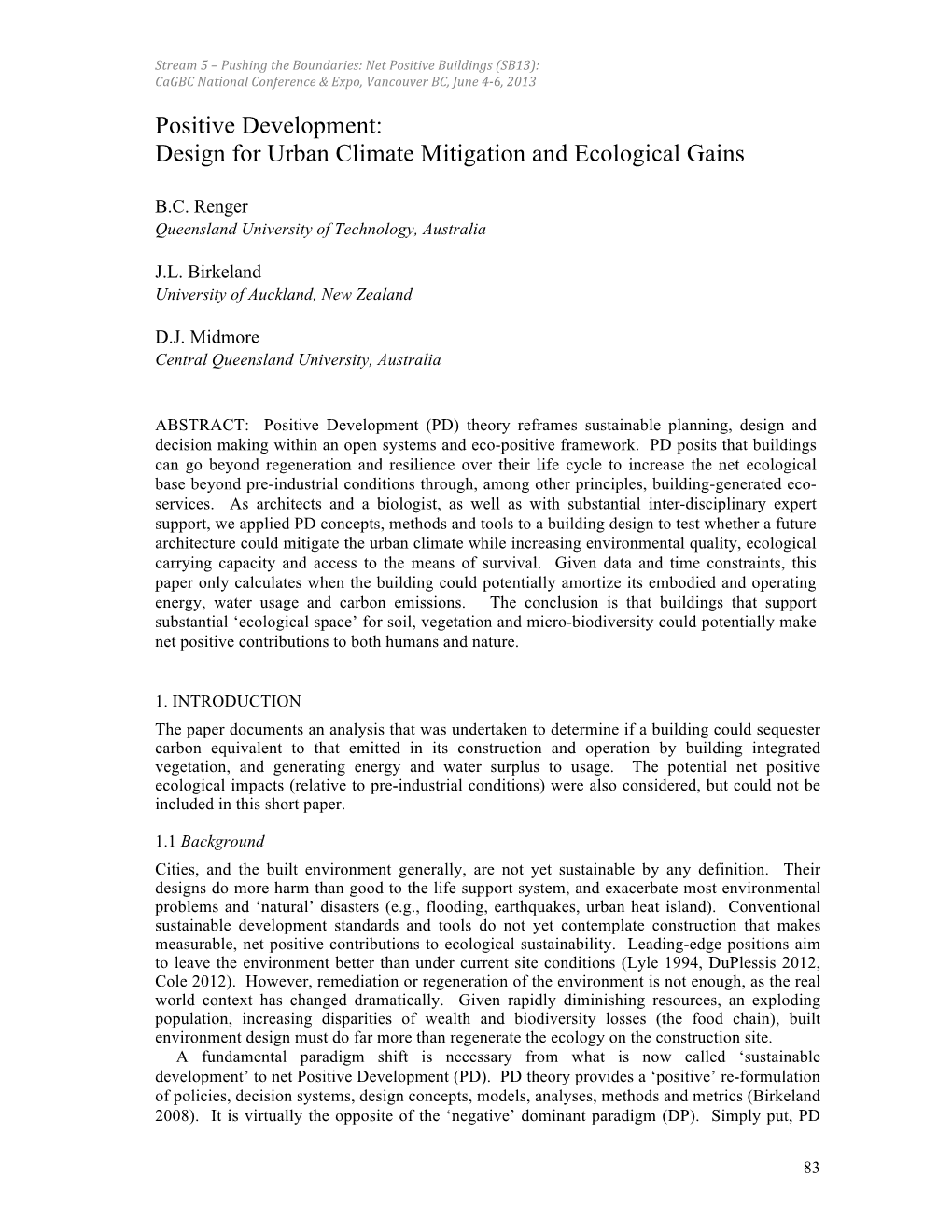 Positive Development: Design for Urban Climate Mitigation and Ecological Gains