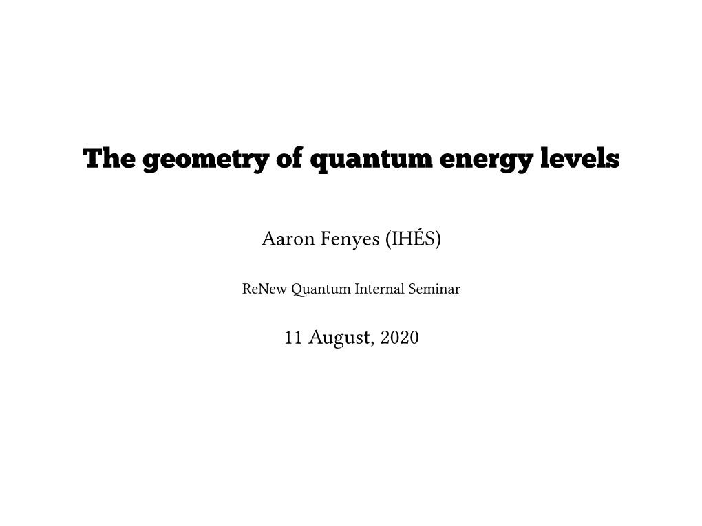 The Geometry of Quantum Energy Levels