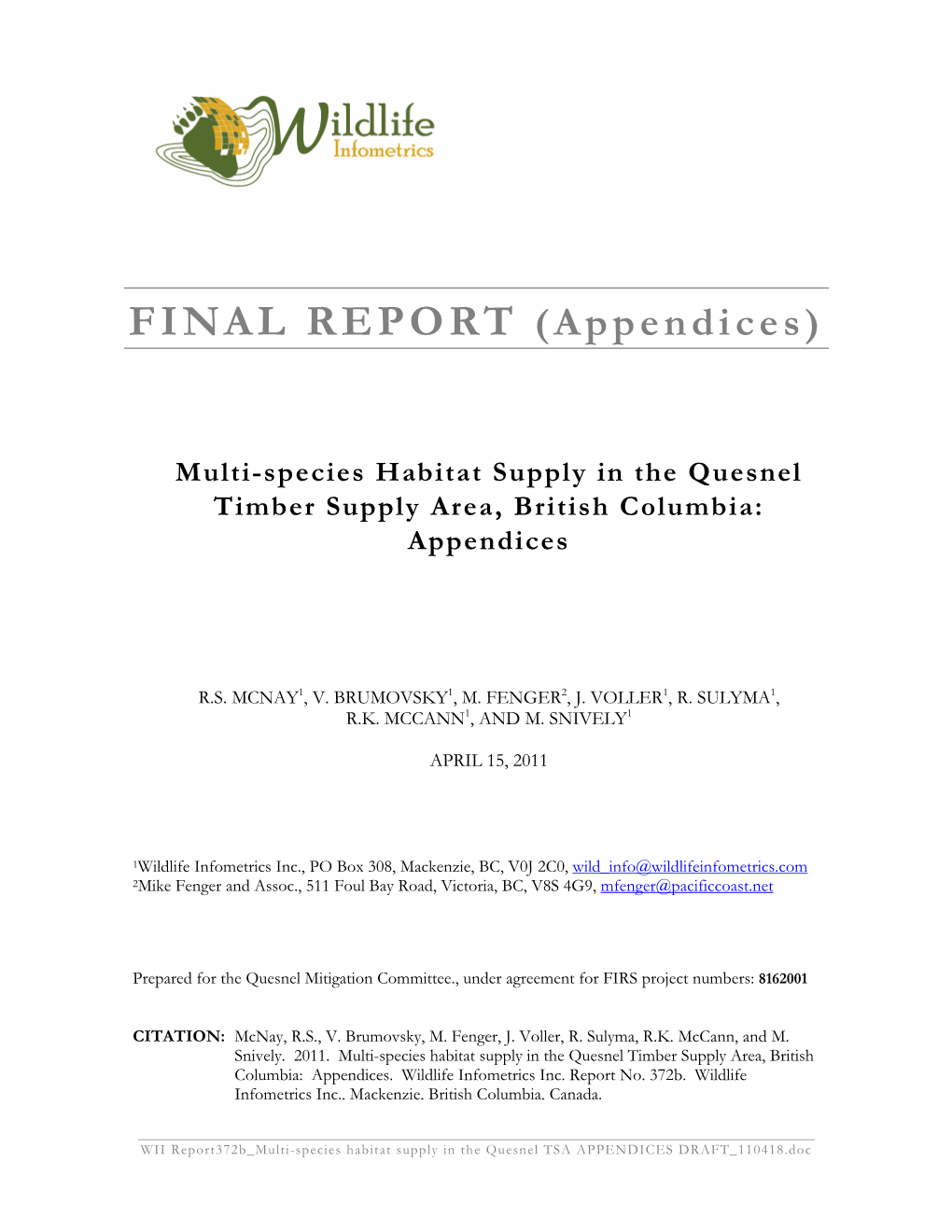 FINAL REPORT (Appendices)
