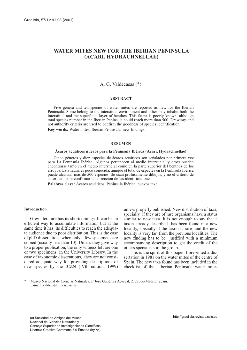 Water Mites New for the Iberian Peninsula (Acari, Hydrachnellae)