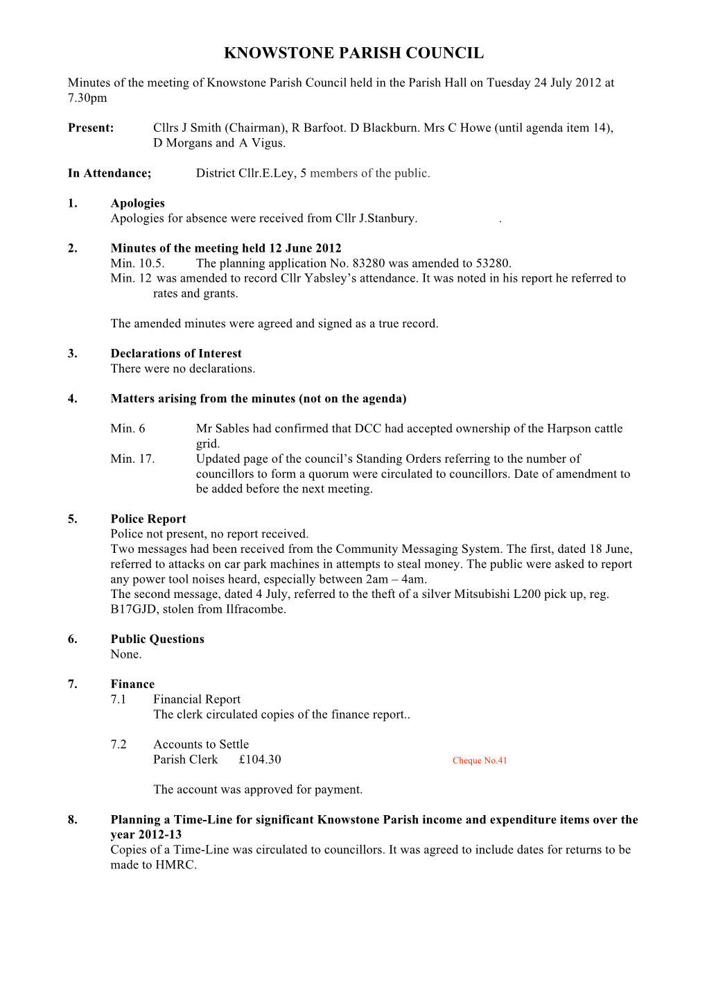 Knowstone Parish Council