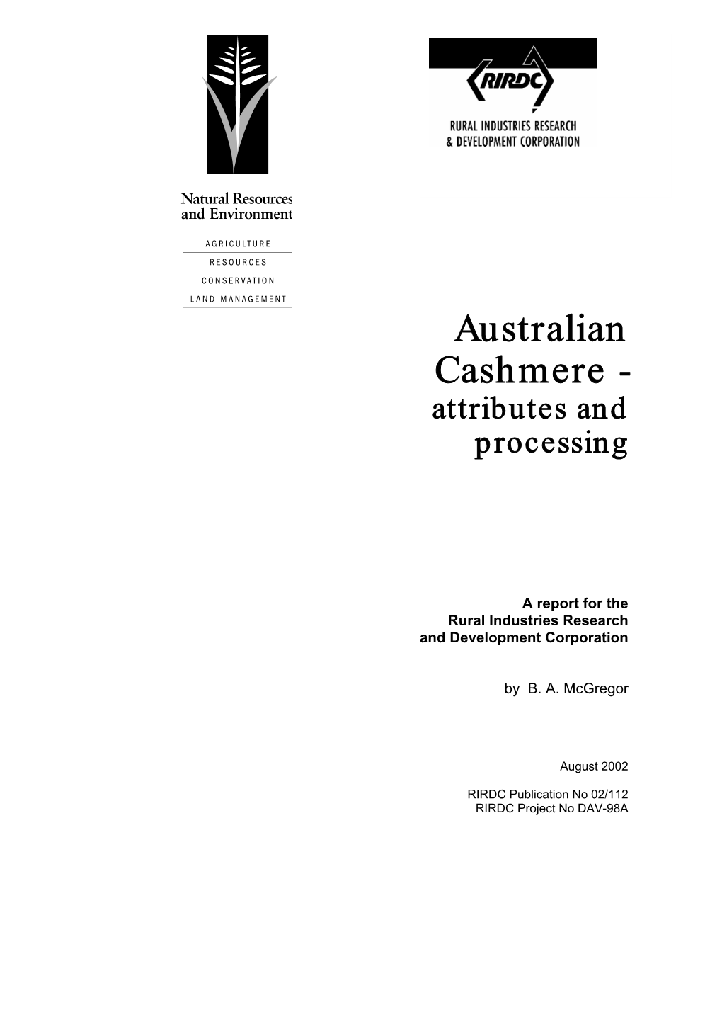 Australian Cashmere - Attributes and Processing