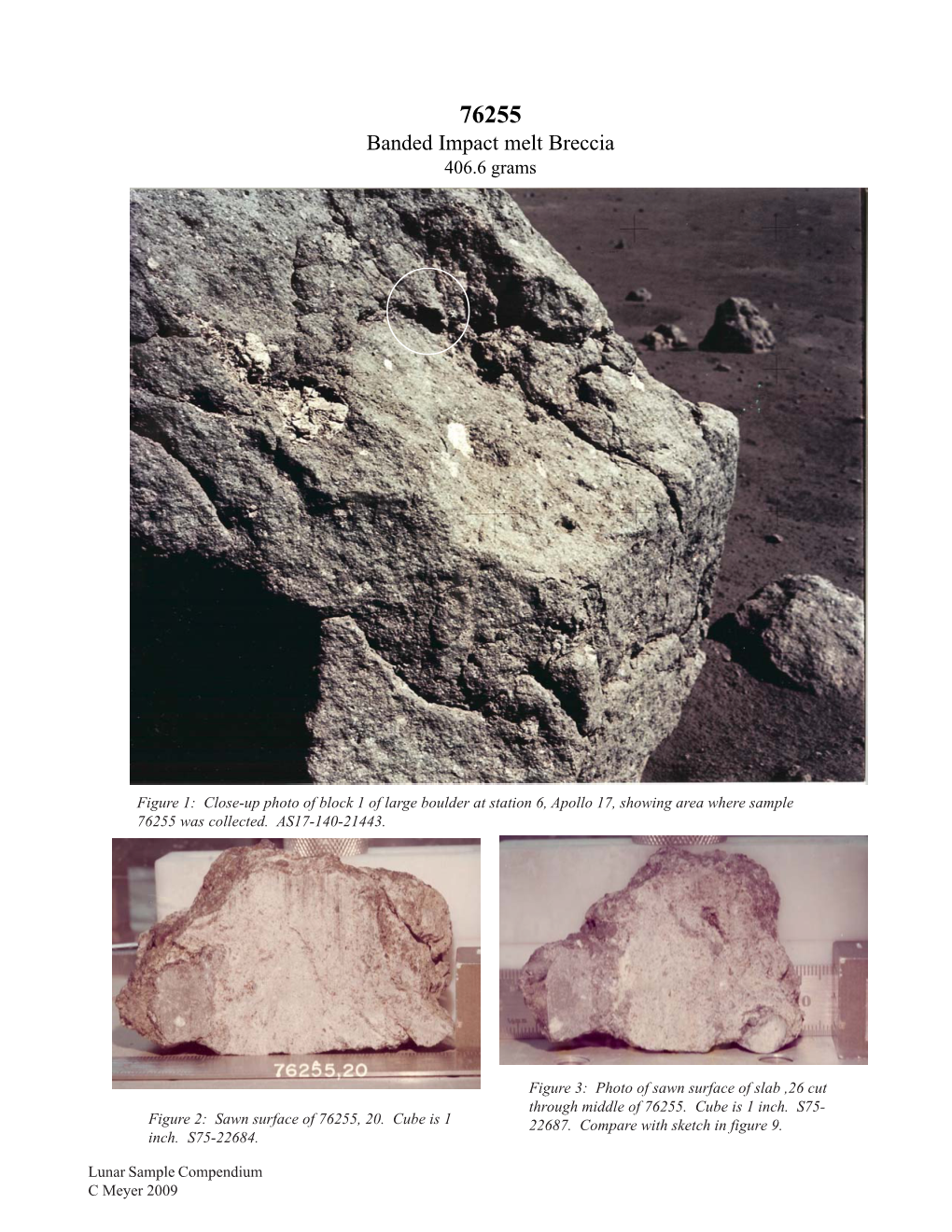 76255 Banded Impact Melt Breccia 406.6 Grams