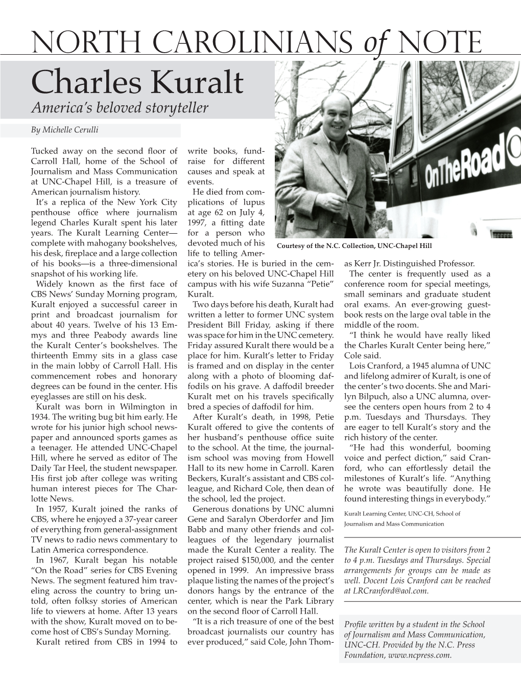 Charles Kuralt America’S Beloved Storyteller by Michelle Cerulli