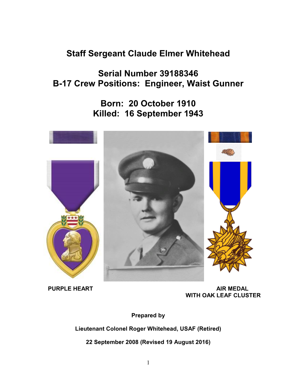 Ssgt Claude E Whitehead