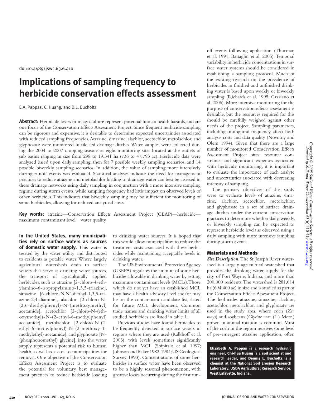 Implications of Sampling Frequency to Herbicide Conservation Effects