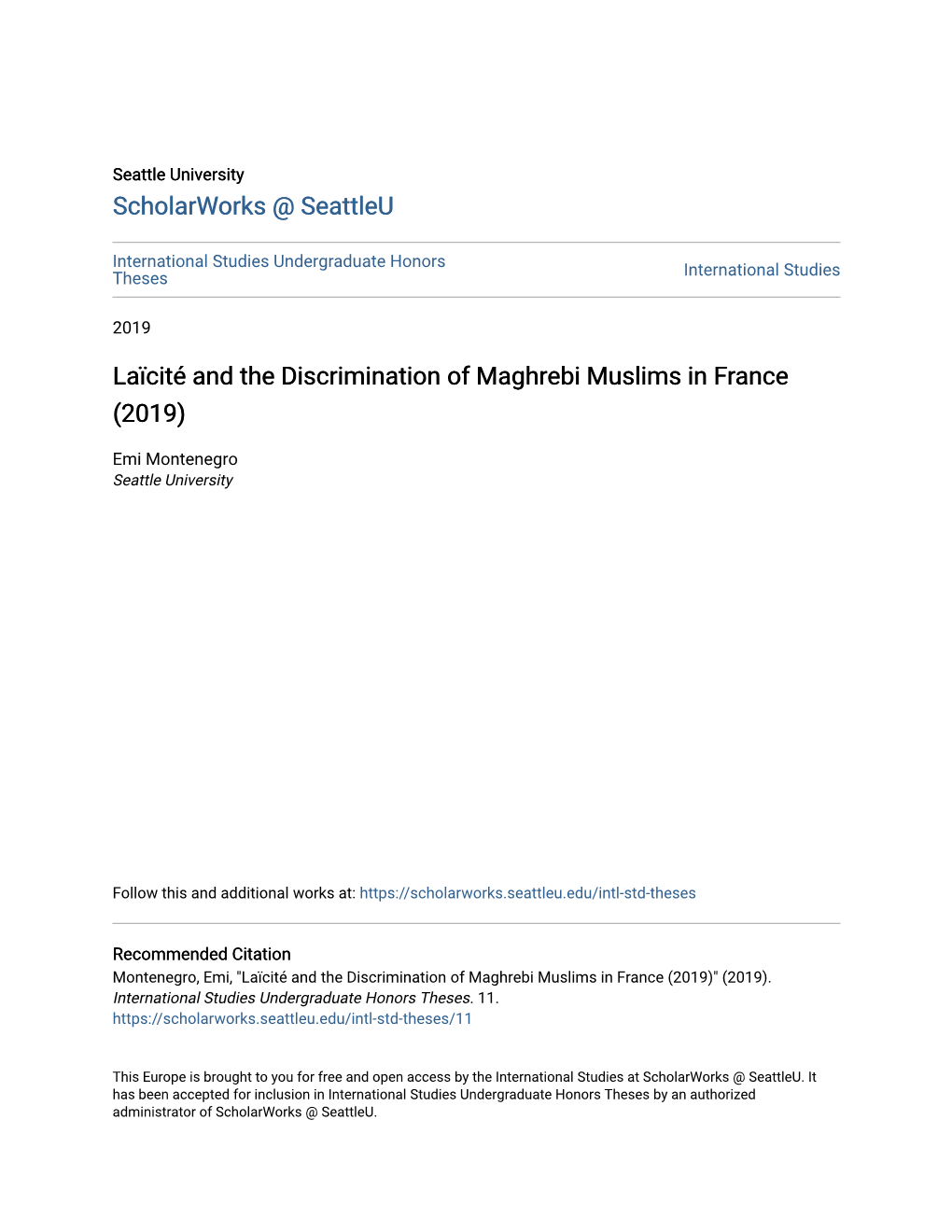 Laïcité and the Discrimination of Maghrebi Muslims in France (2019)