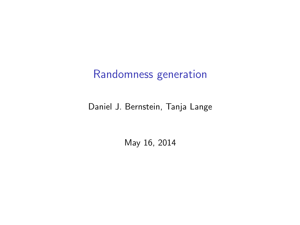 Randomness Generation