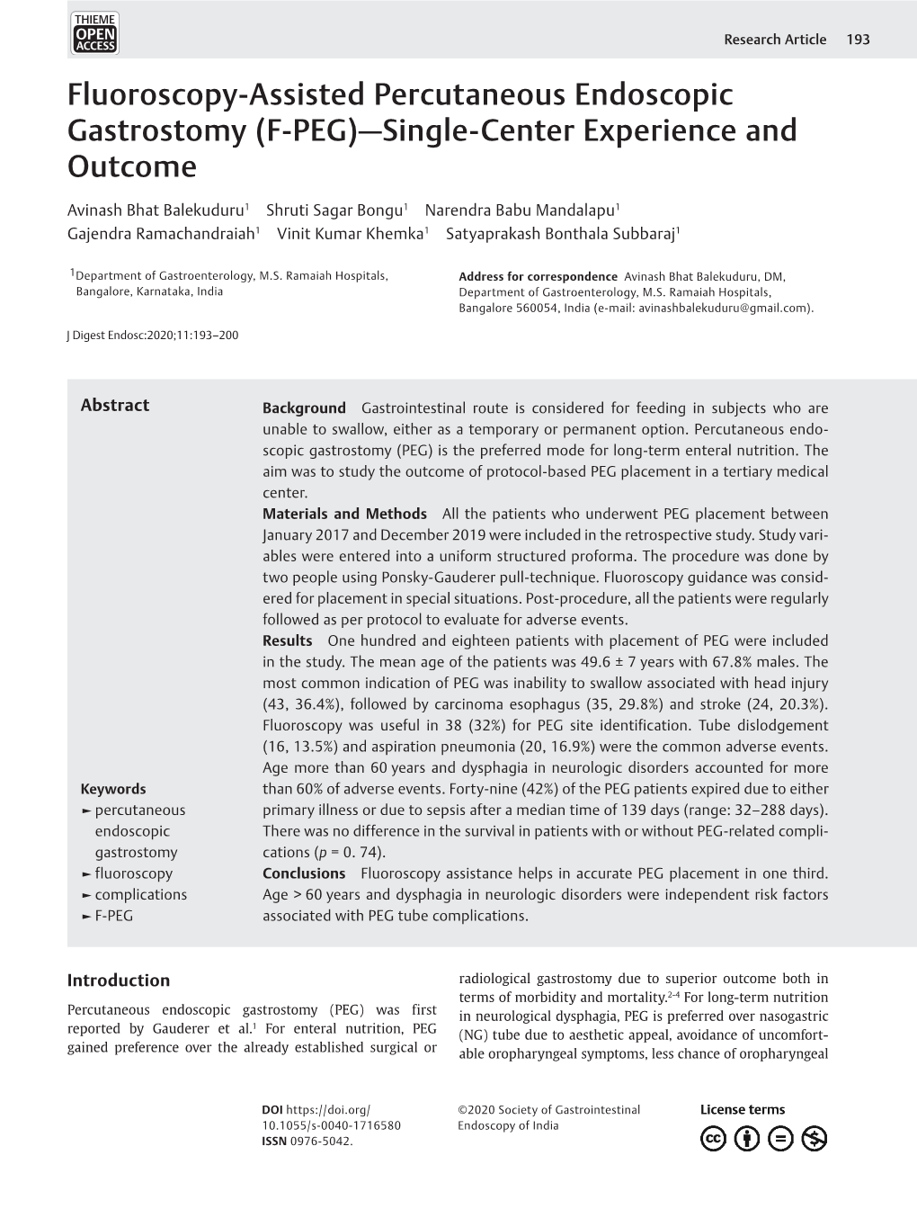 Fluoroscopy-Assisted Percutaneous Endoscopic Gastrostomy (F-PEG)—Single-Center Experience and Outcome