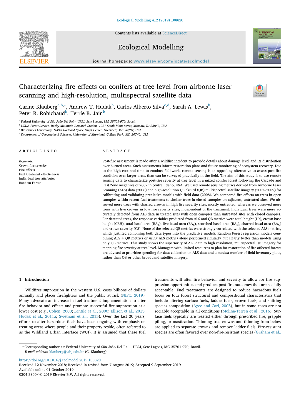 Characterizing Fire Effects on Conifers at Tree Level from Airborne Laser