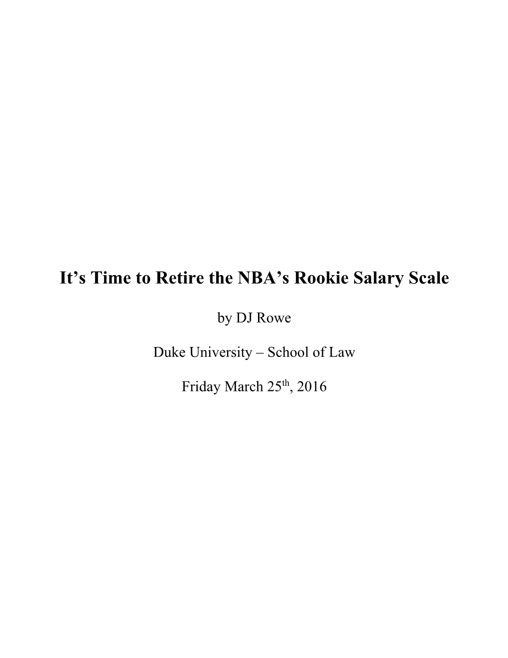 It's Time to Retire the NBA's Rookie Salary Scale