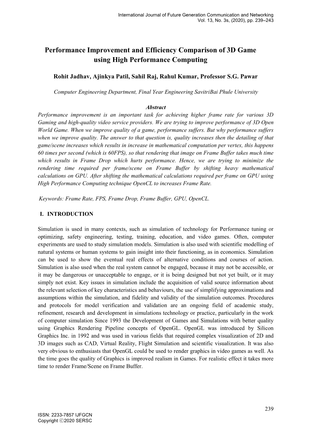 Performance Improvement and Efficiency Comparison of 3D Game Using High Performance Computing