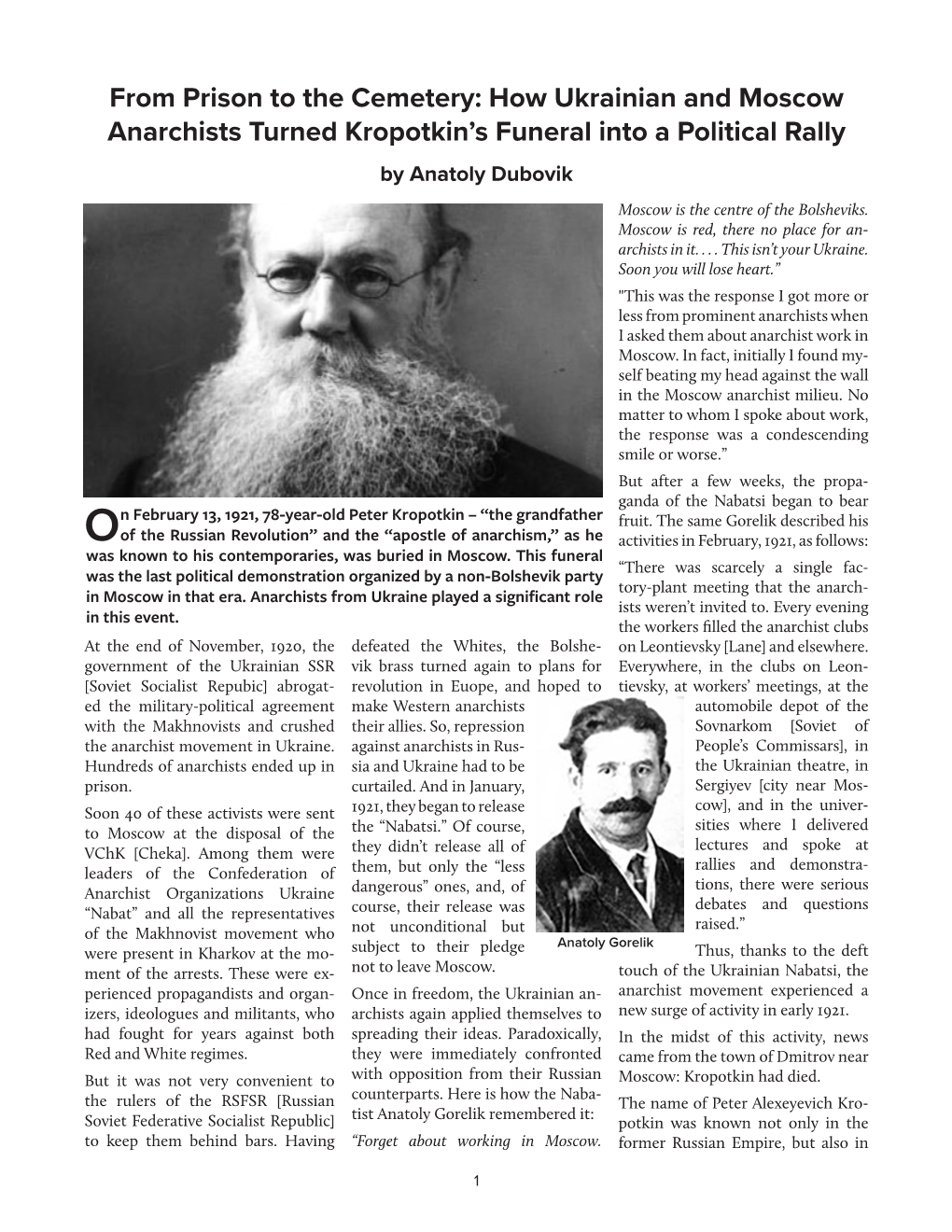 On February 13, 1921, 78-Year-Old Peter Kropotkin