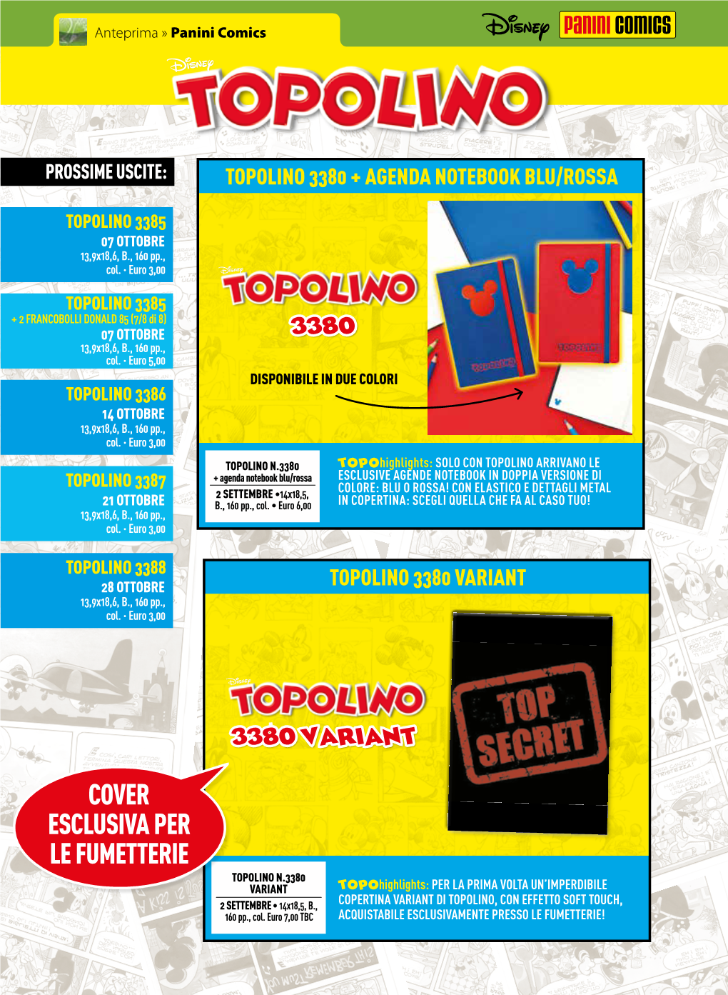 Topolino 3380 + Agenda Notebook Blu/Rossa