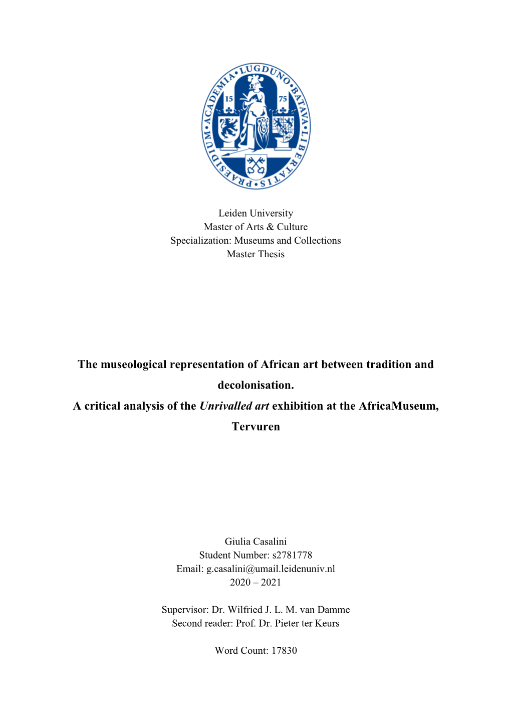 The Museological Representation of African Art Between Tradition and Decolonisation