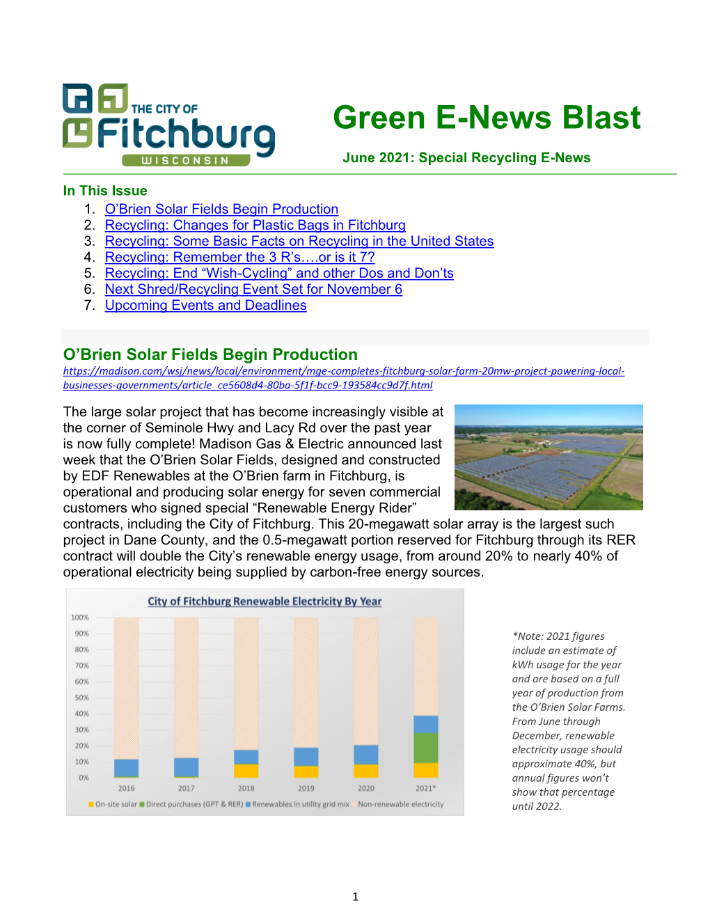 Green E-News Blast