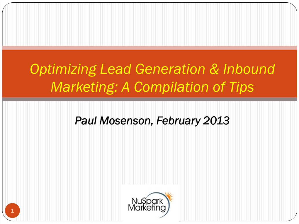 Optimizing Lead Generation & Inbound Marketing