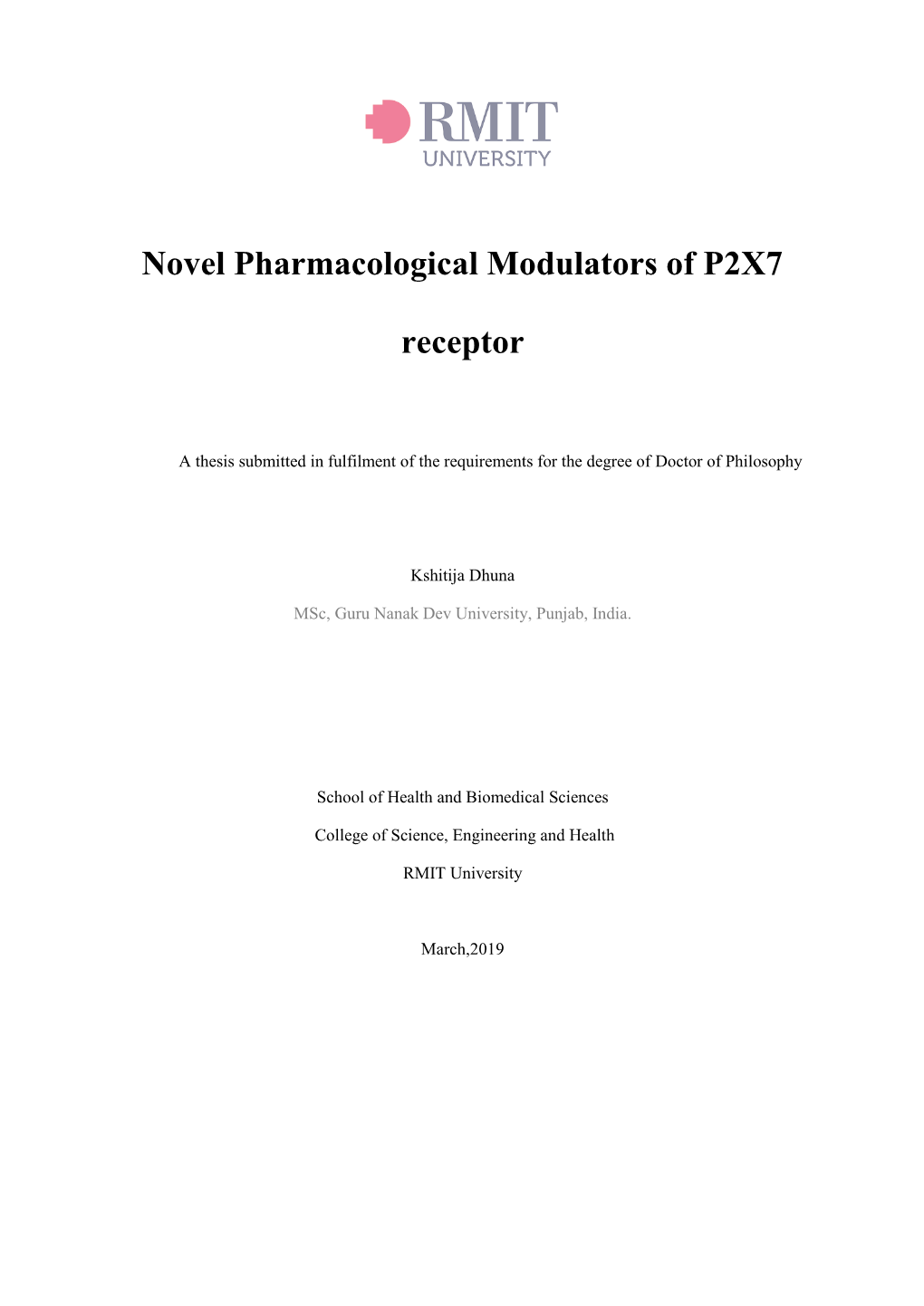 Novel Pharmacological Modulators of P2X7 Receptor