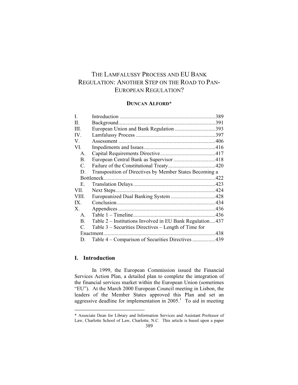 The Lamfalussy Process and Eu Bank Regulation: Another Step on the Road to Pan- European Regulation?