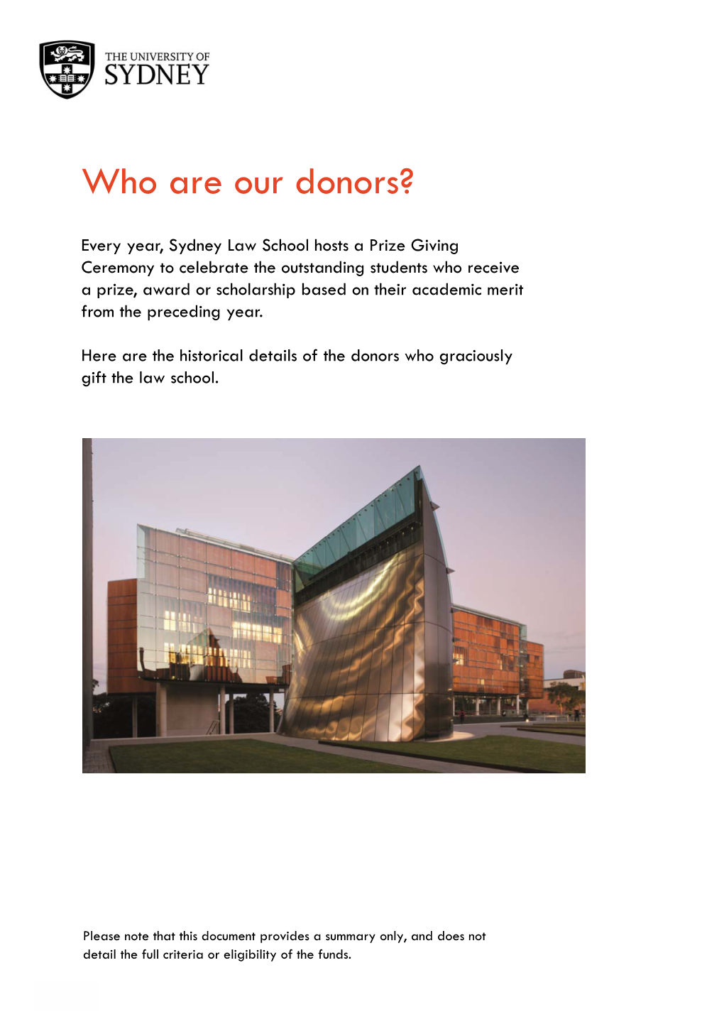 Who Are Our Donors?