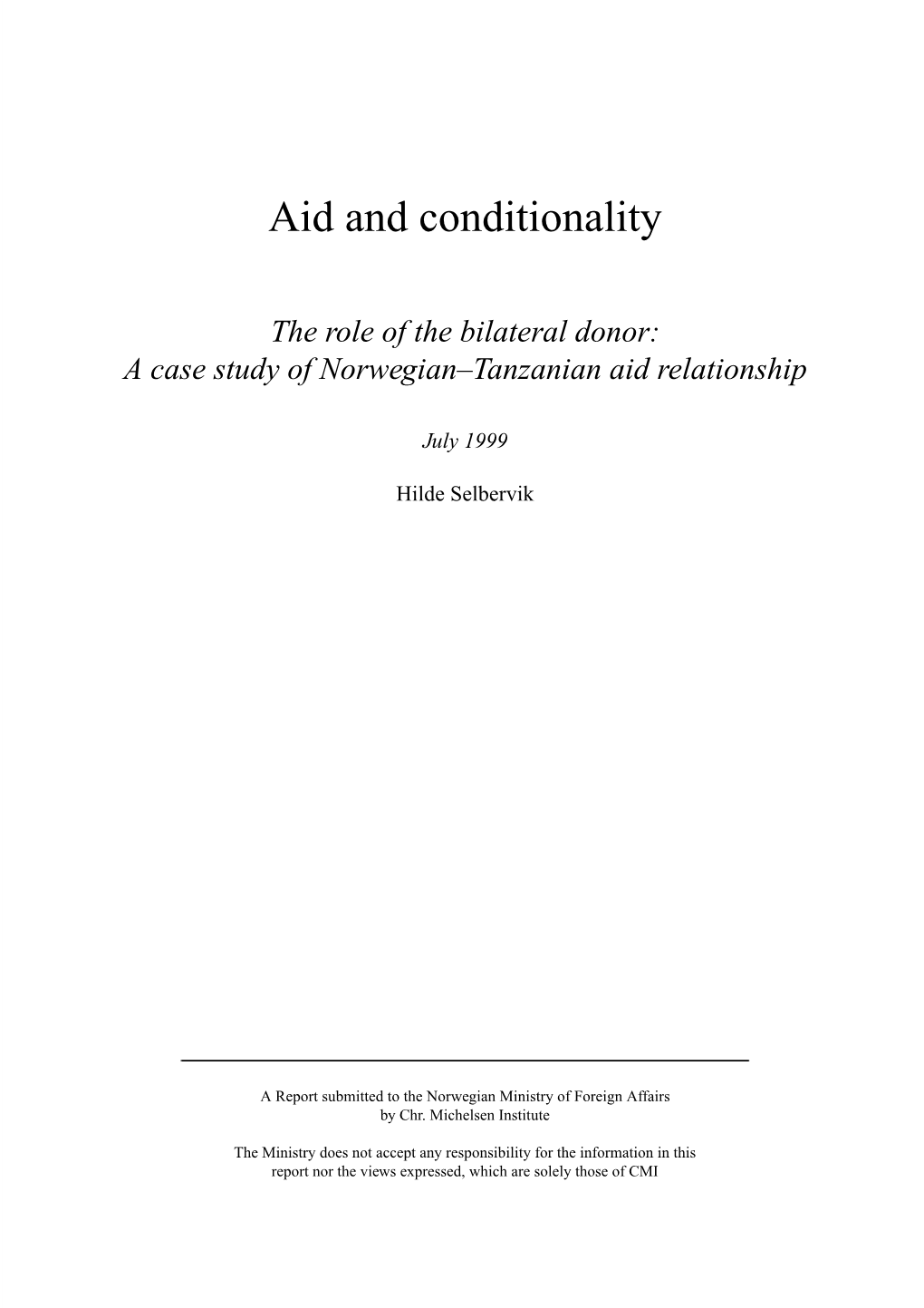 Aid and Conditionality